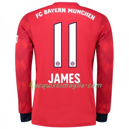 Divisa di Calcio Bayern Monaco James 11 Prima 2018/2019 Manica Lunga
